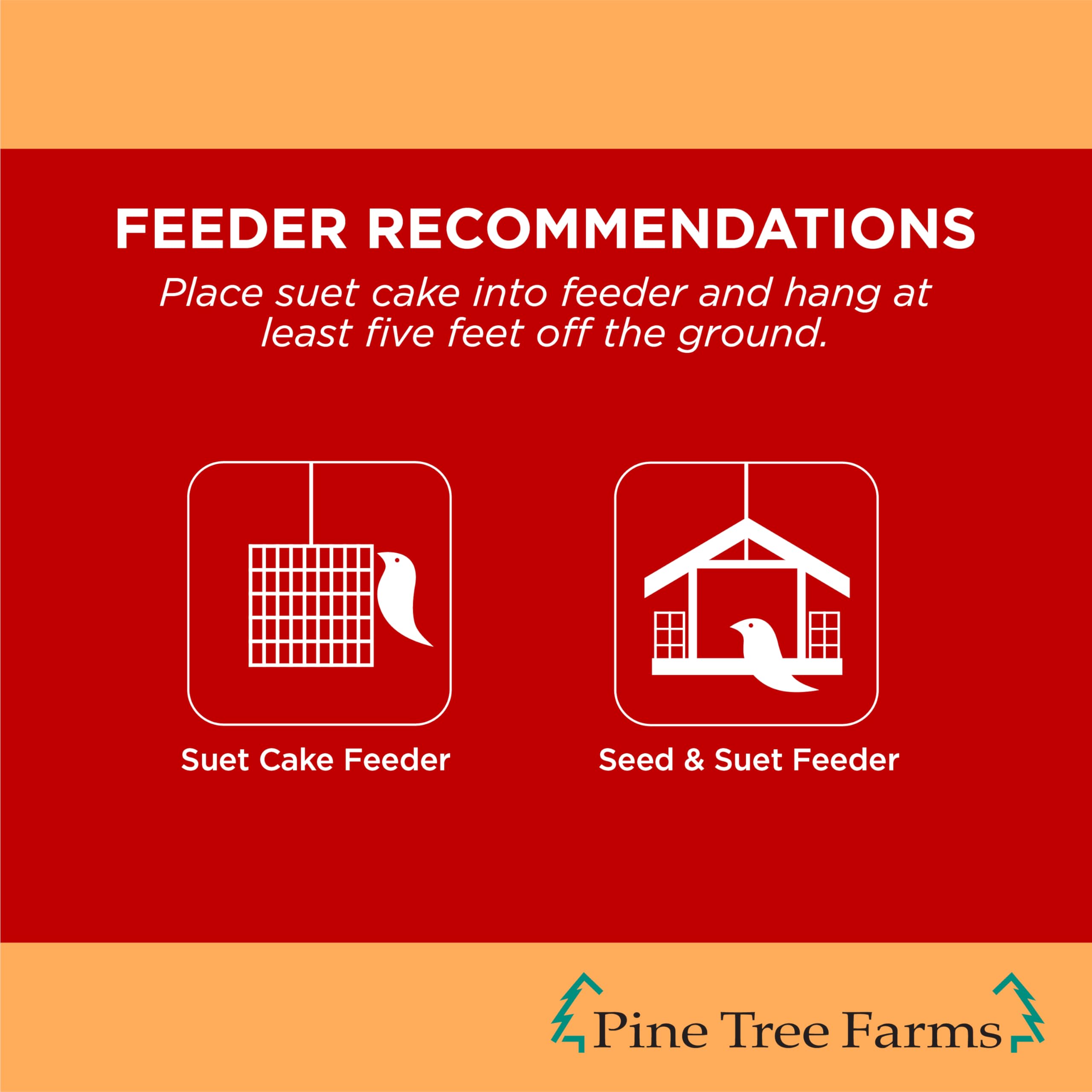 Pine Tree Farms suet cake seated in tray feeder illustrating stable fit
