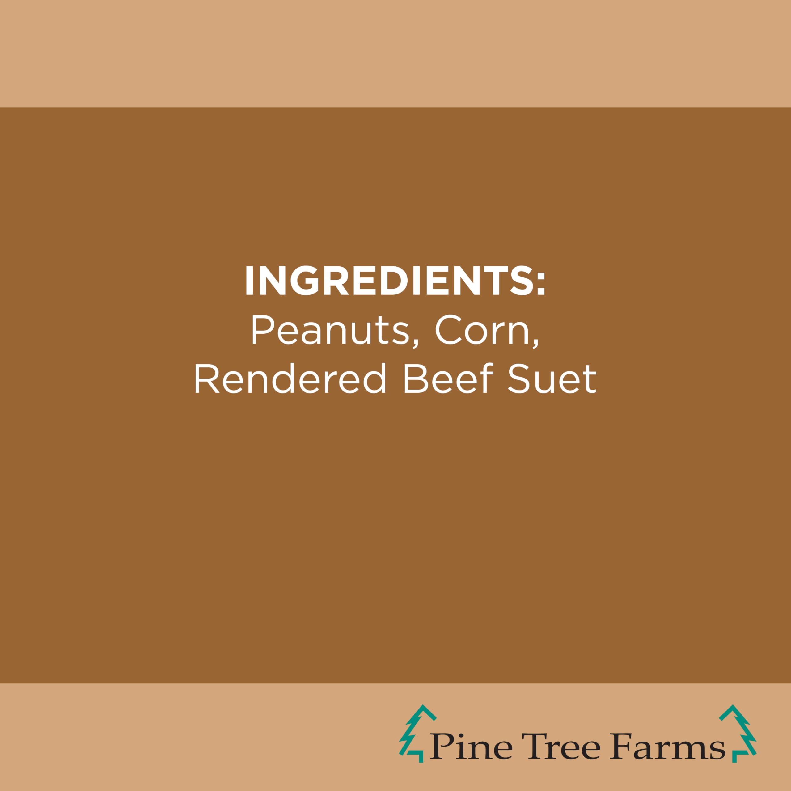 Pine Tree Farms label detail showing ingredients and high-energy suet benefits