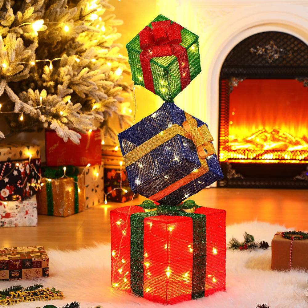 Pinkunn front view of stacked gift boxes showing festive appeal