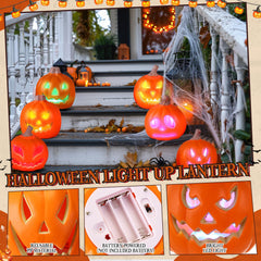 Pinkunn lit pumpkin on mantel demonstrating ambient evening lighting and decorative impact