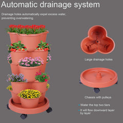 Pinky Family assembled five-tier stackable tower demonstrating multi-level planting