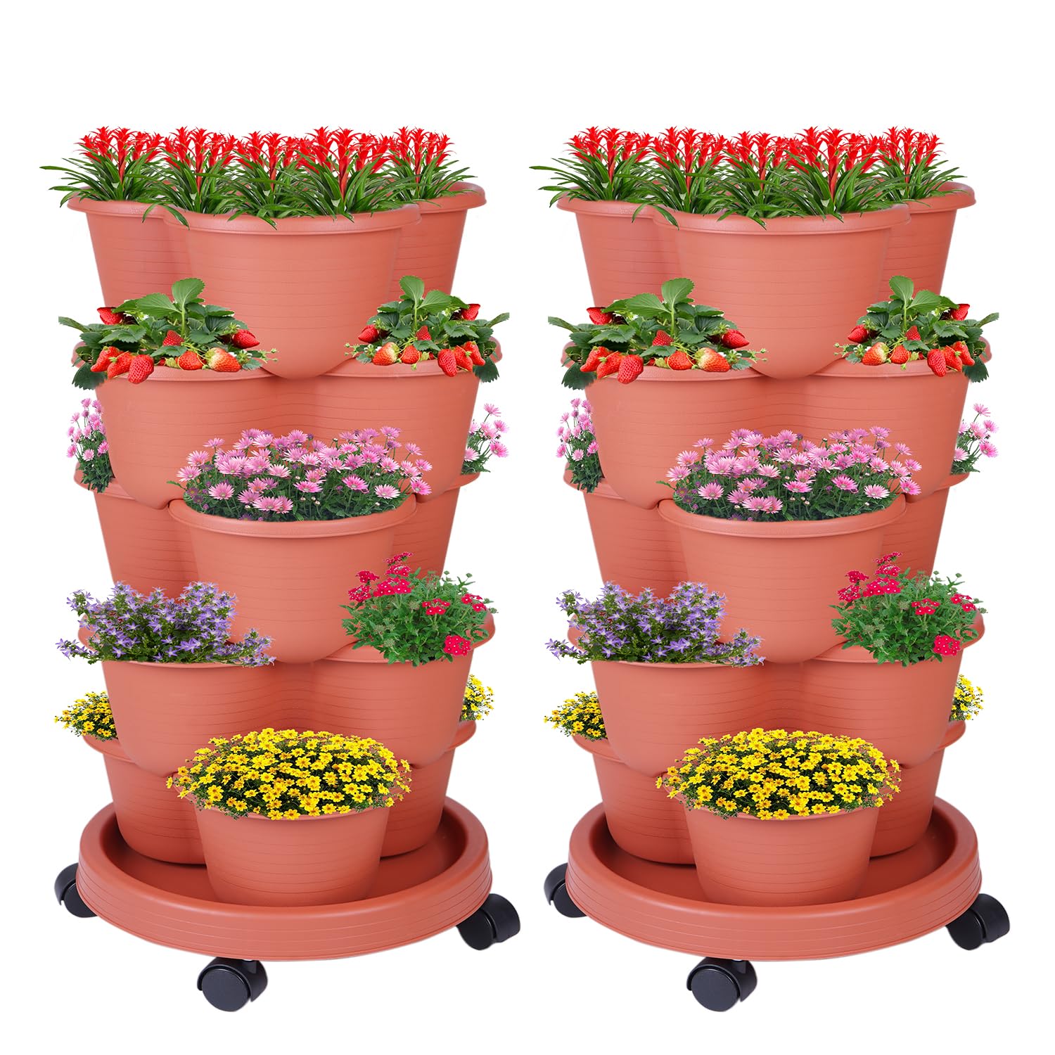 Pinky Family front-view of 2-pack boxed towers showing compact garden solution