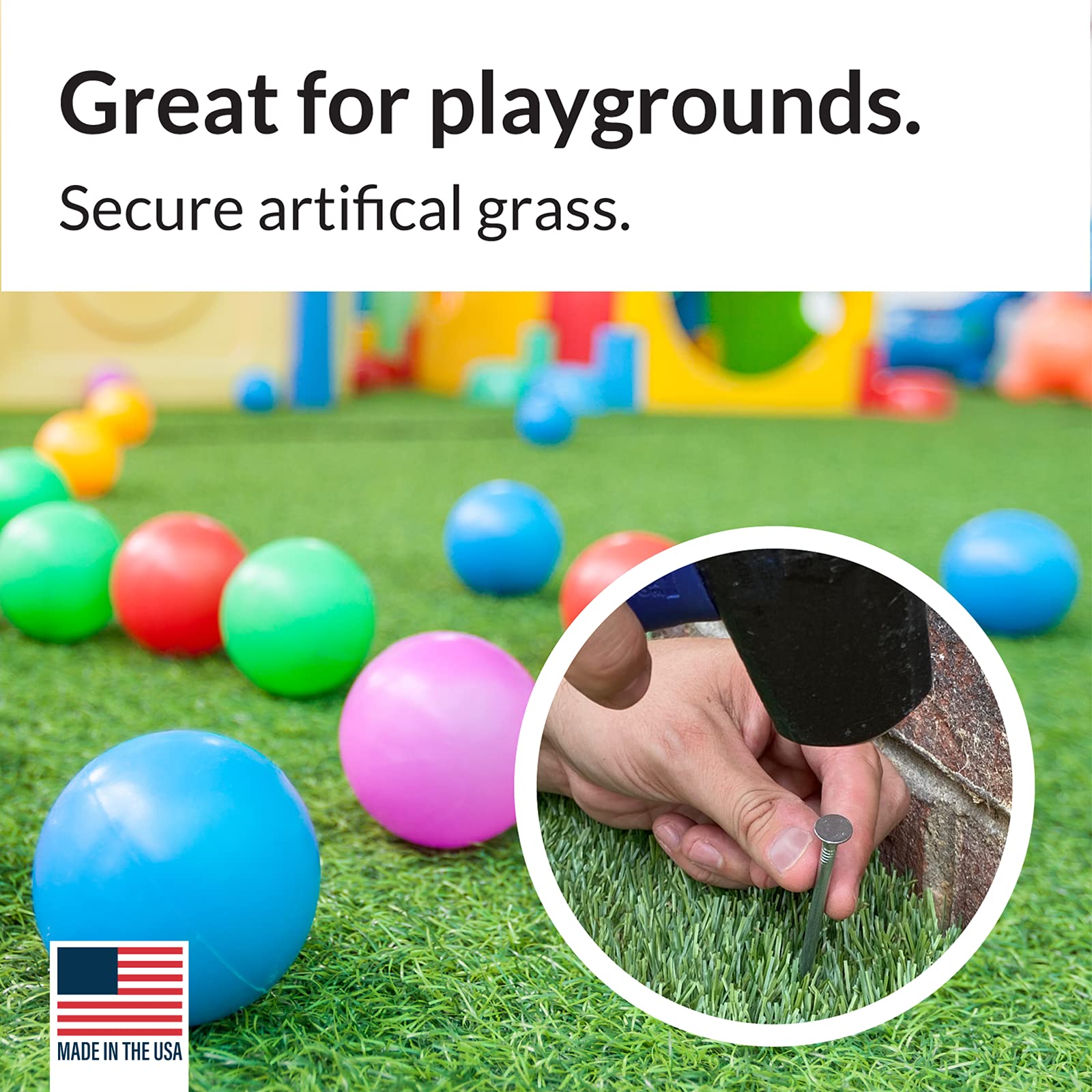 Pinnacle Mercantile stakes securing backyard turf for safety and neat look