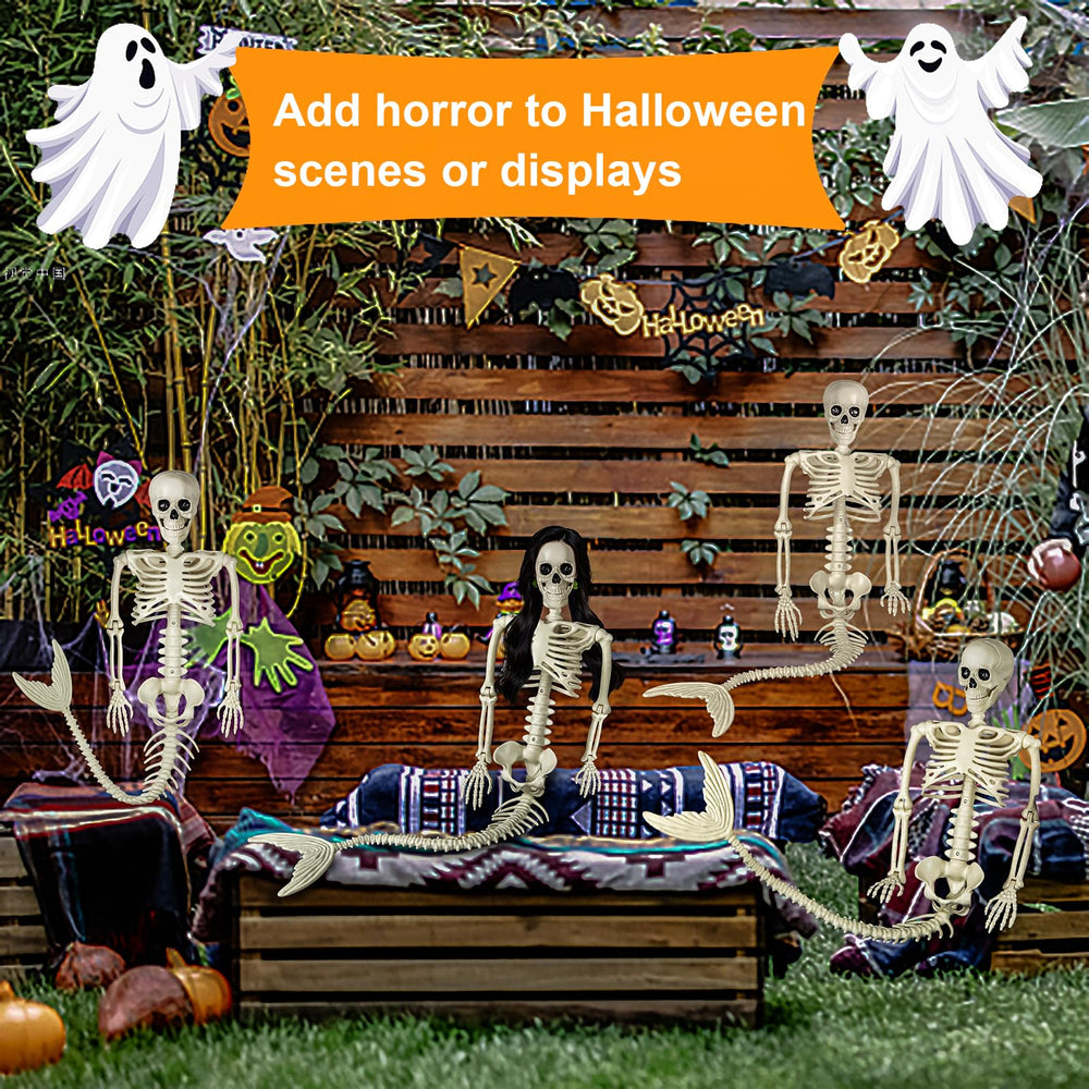 Pipilily mermaid skeleton beside chair to show scale and height