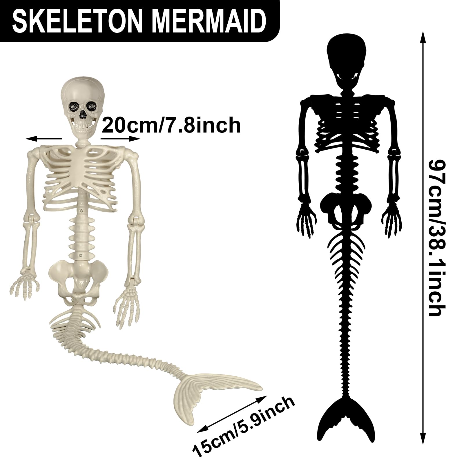 Pipilily mermaid skeleton on porch illustrating atmospheric Halloween décor