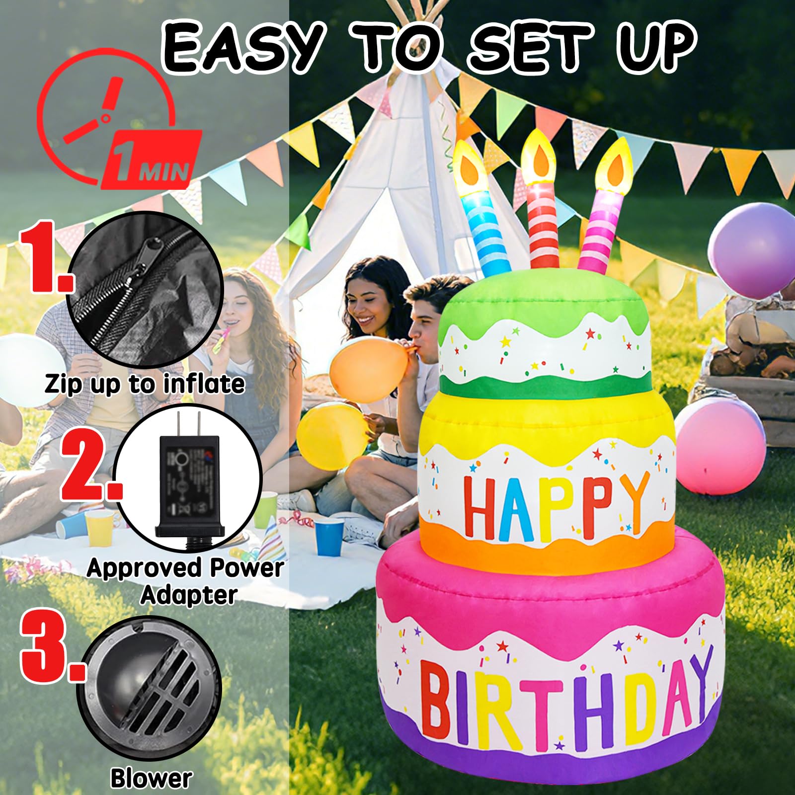 PIPIMOUSE UL-listed blower motor and power cord for fast safe inflation