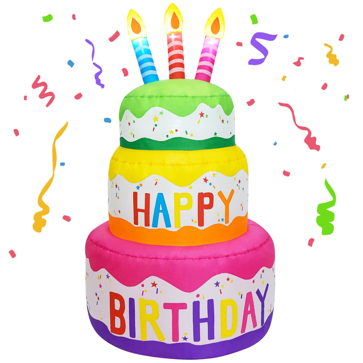 PIPIMOUSE front view showing full 4ft cake and bright lettering, great focal point