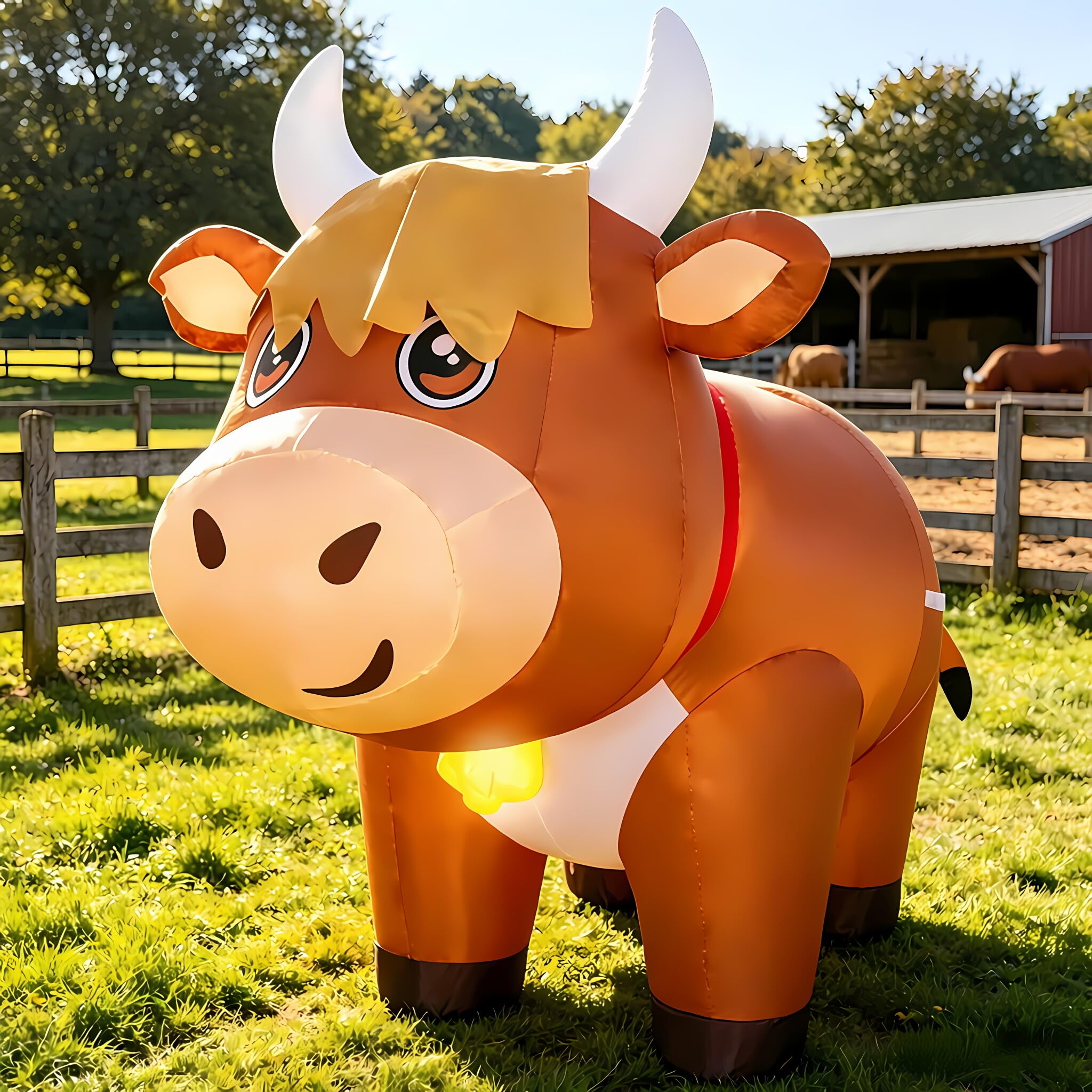 PIPIMOUSE front view of 6ft Highland cow showing lifelike shape and curb appeal