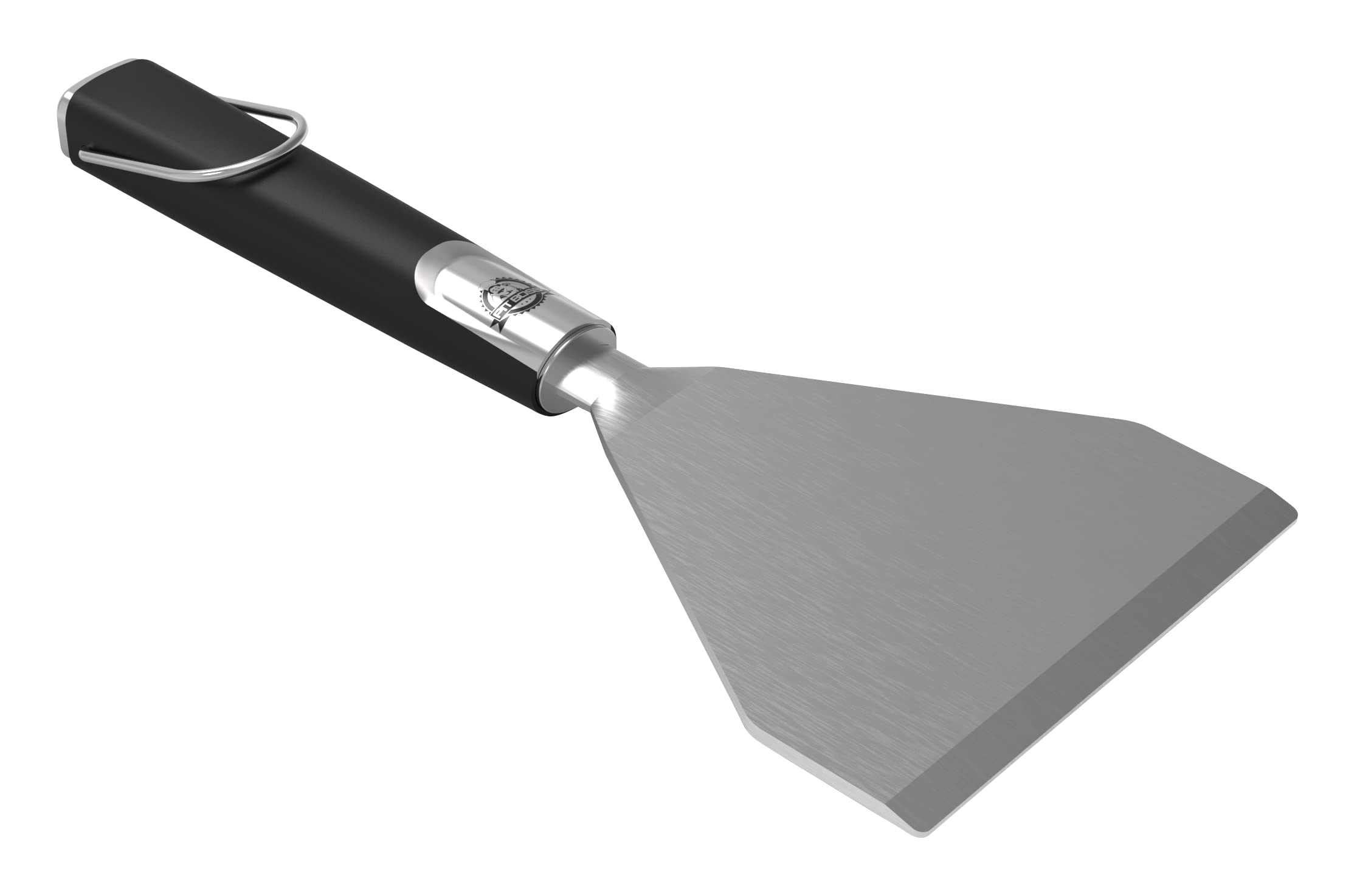 Pit Boss close-up of soft touch handle and stiff bristles showing comfortable control and effective cleaning