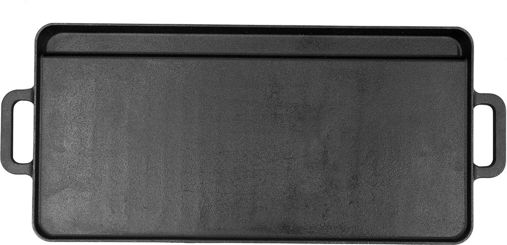 Pit Boss close-up of flat side with grease trough for easier fat drainage and cleanup