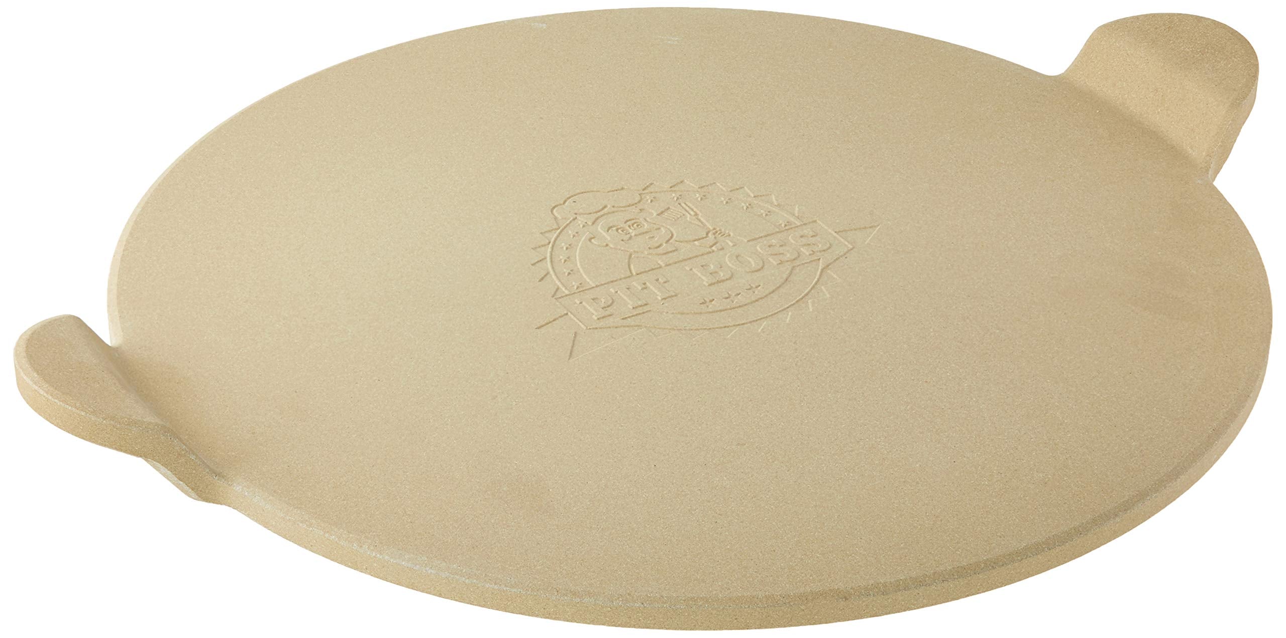 Pit Boss 15 inch front view showing ceramic stone and handles for easier serving