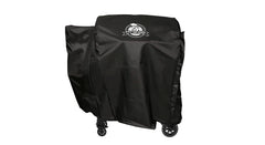 Pit Boss front view of cover on 850 series grill showing full-length protection and fit