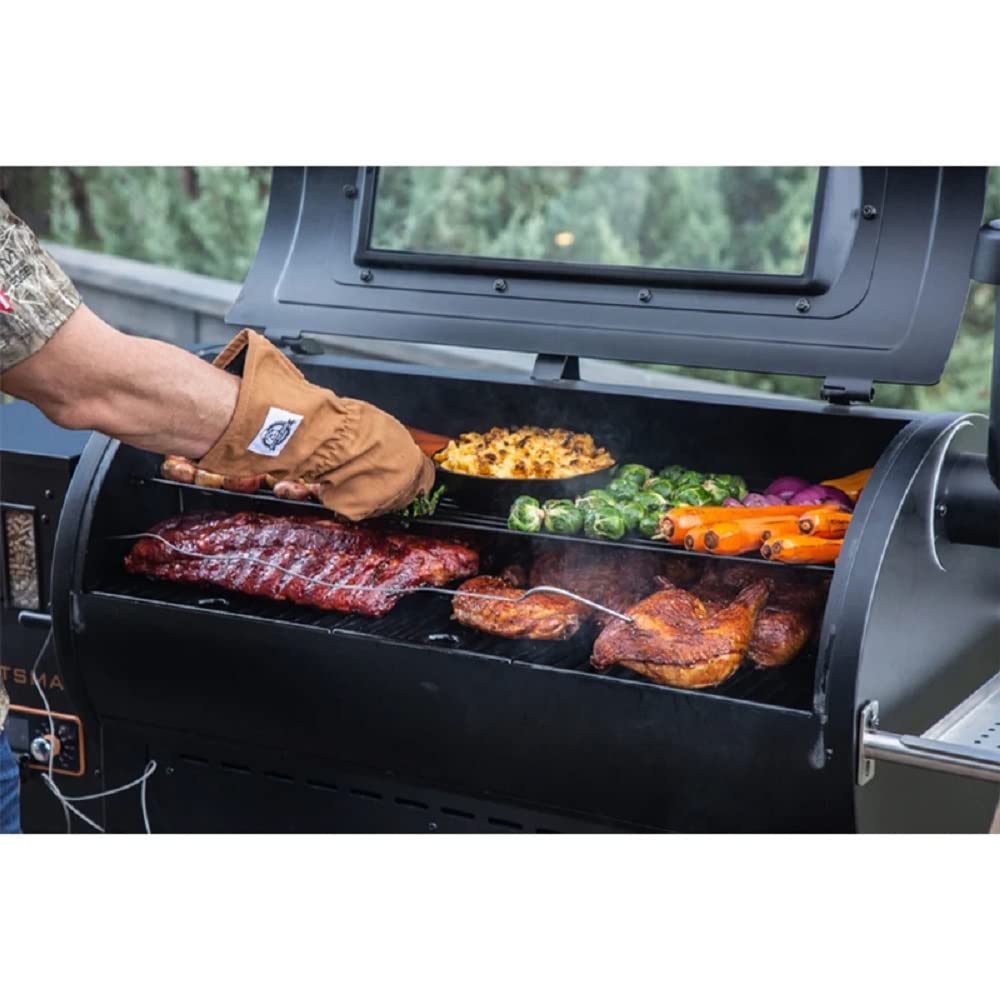 Pit Boss leather and canvas close-up highlighting durable materials and heat protection