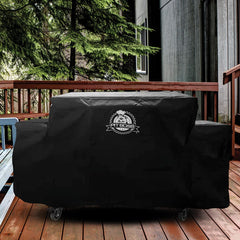 Pit Boss cover close-up of heavy-duty polyester and PVC backing for durability
