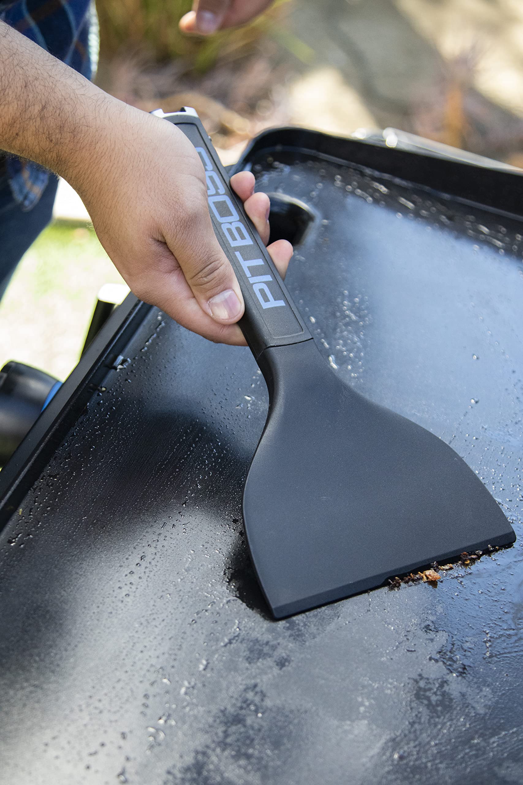 Pit Boss handle soft-touch inlay close-up for comfortable non-slip grip