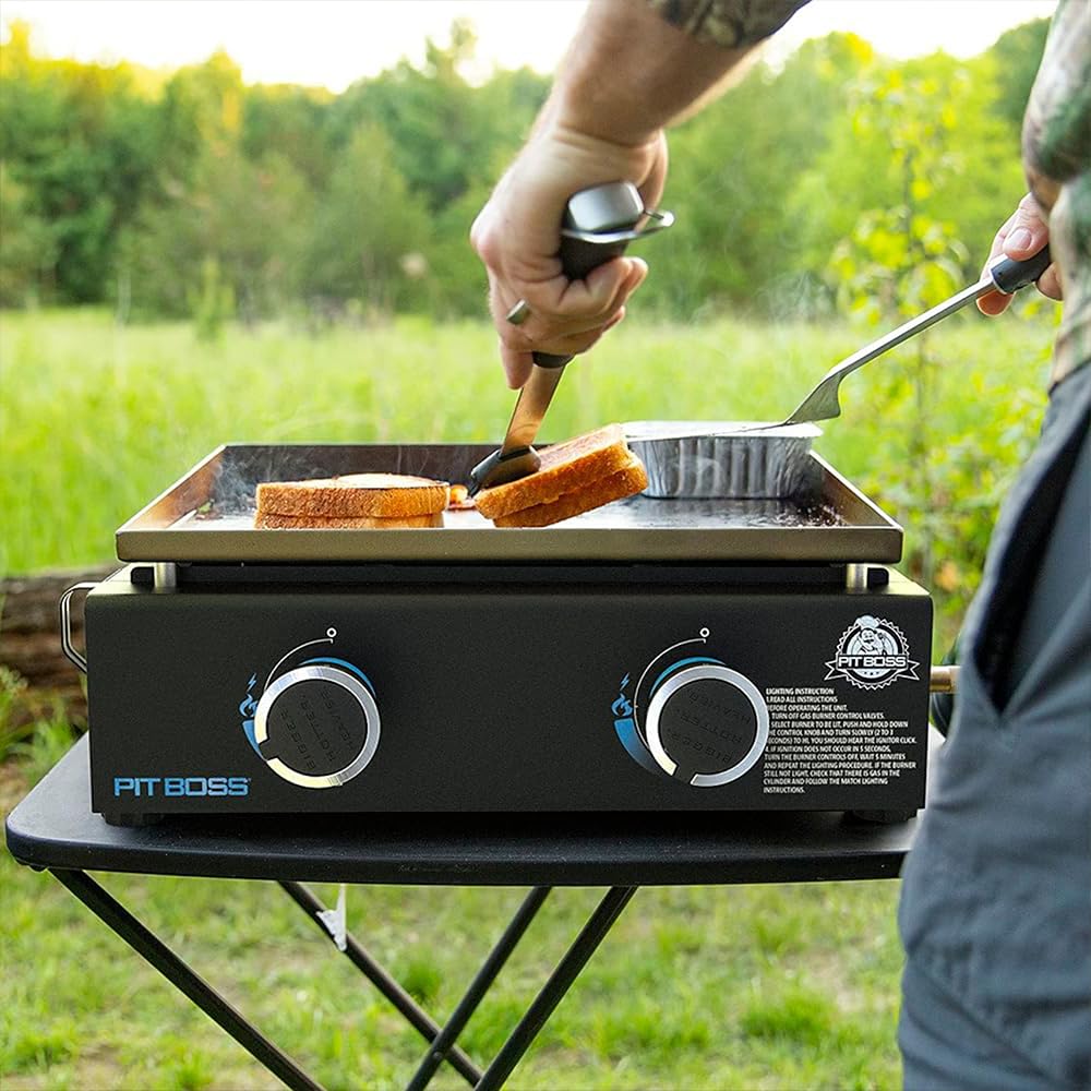 Pit Boss griddle snug under included soft cover for protected storage and transport