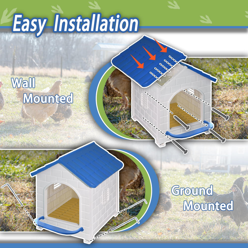 Pitalok side profile mounted on coop wall demonstrating secure installation