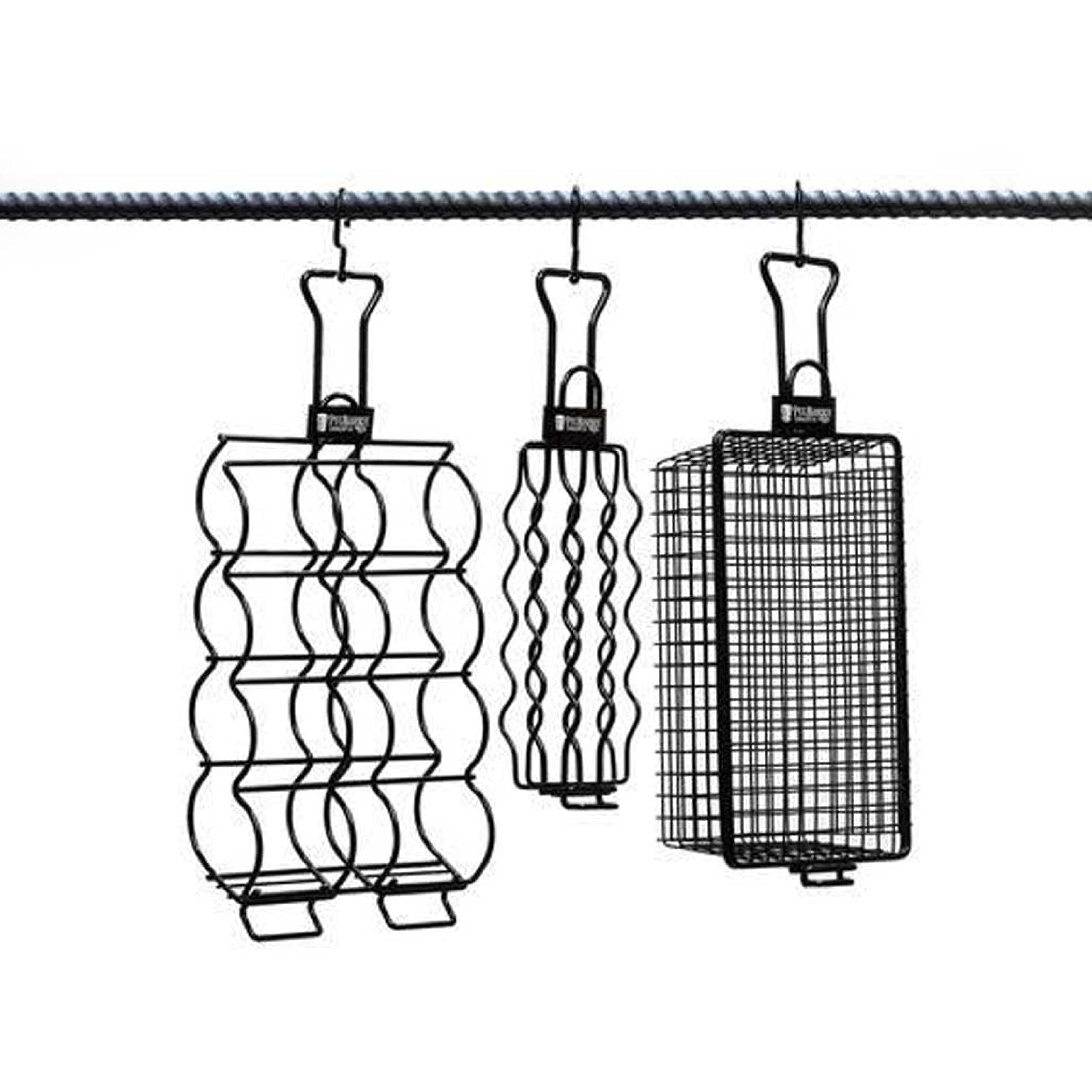 Pit Barrel Cooker Co. front packaging showing three hangers and benefits