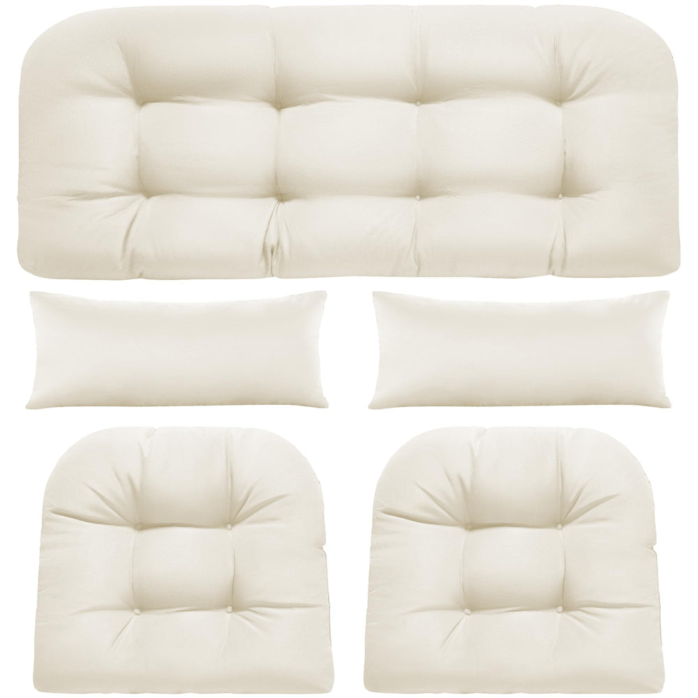 PITCTCHIC front view of cream 5-piece cushion set, shows coordinated look
