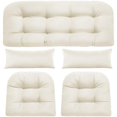 PITCTCHIC front view of cream 5-piece cushion set, shows coordinated look