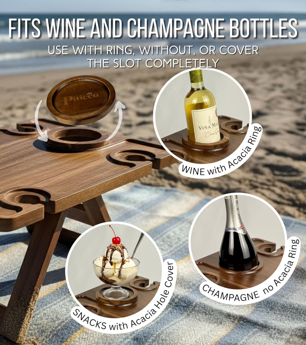 Piticco bottle well with wine bottle showing upright secure placement benefit