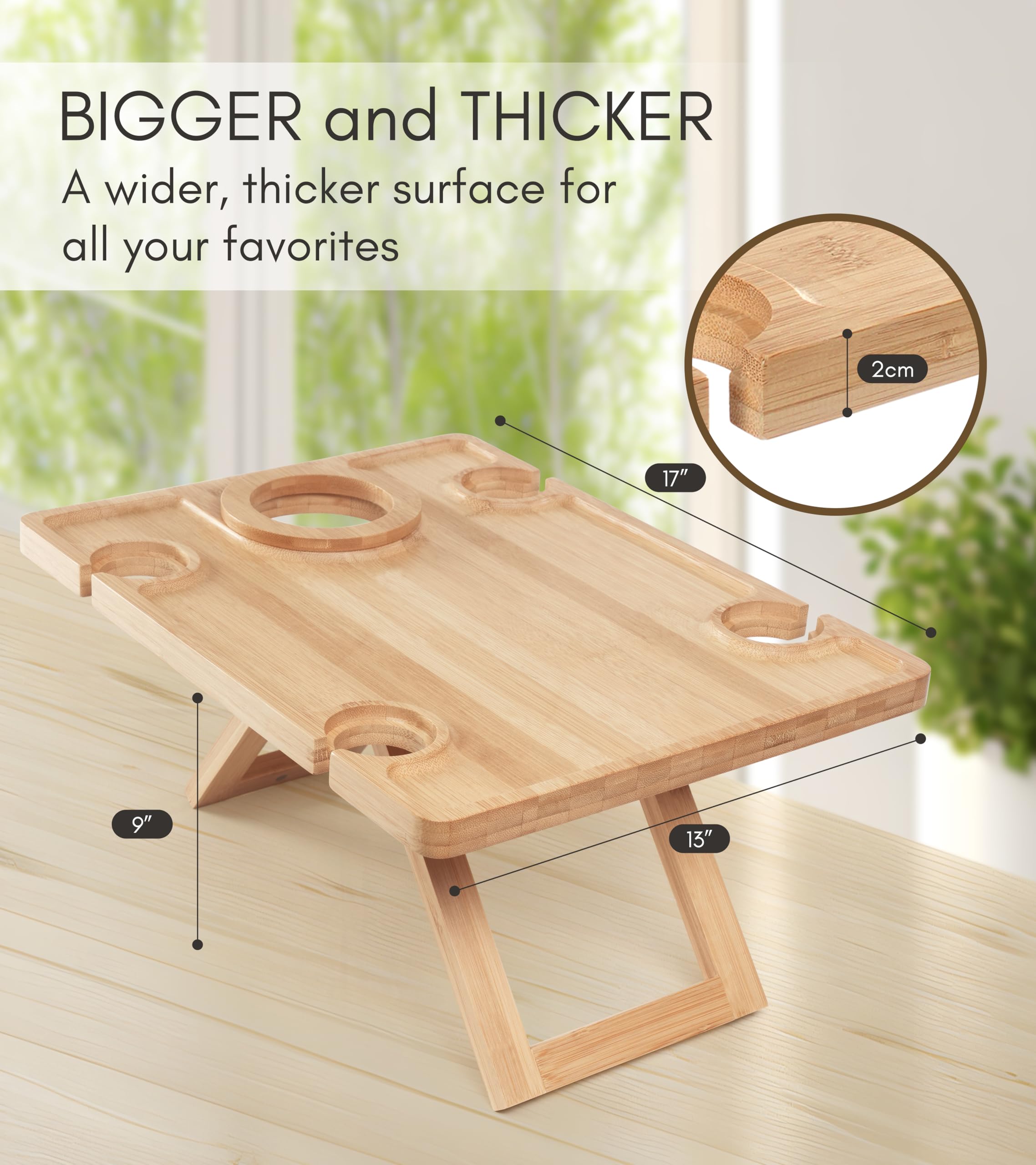 Piticco close-up of bamboo tabletop grain highlighting durable finish