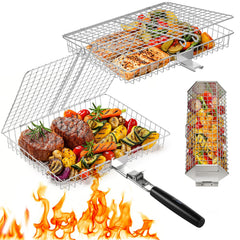 PitInnov front view of three grill baskets showing complete set and packaging benefit