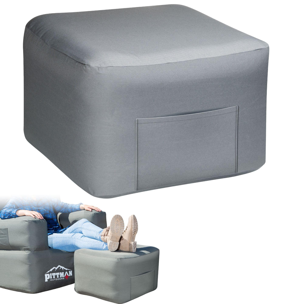 Pittman ottoman front view showing waterproof design and portable benefit
