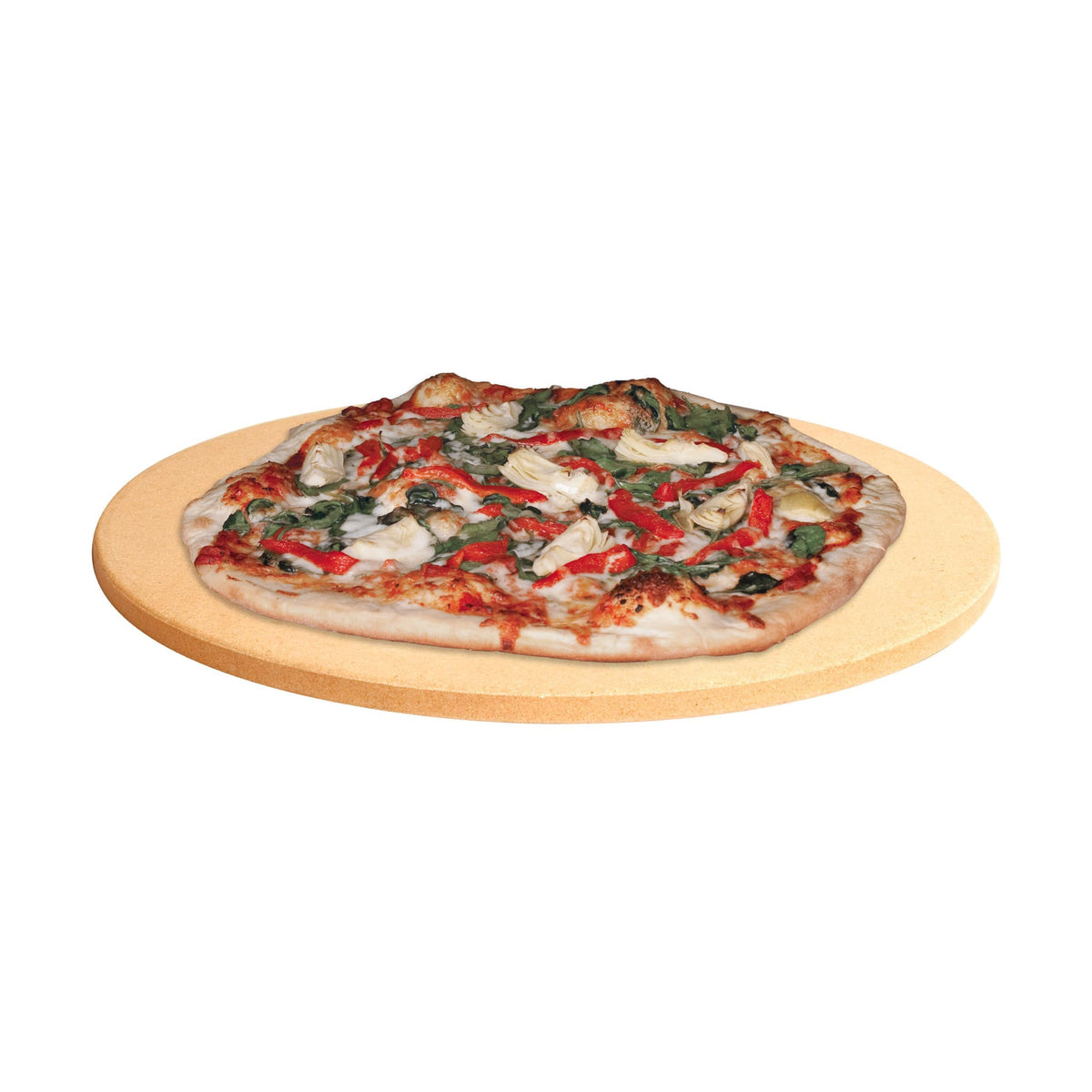 pizzacraft round ThermaBond stone front view showing sturdy surface and even heating benefit