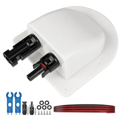 Pjerjzn front view of white dual cable entry gland showing compact sealed housing for neat installations
