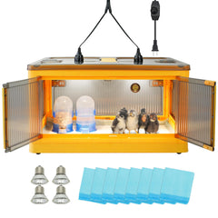 PKNYBZH brooder box front view showing full enclosure and benefits of warmth