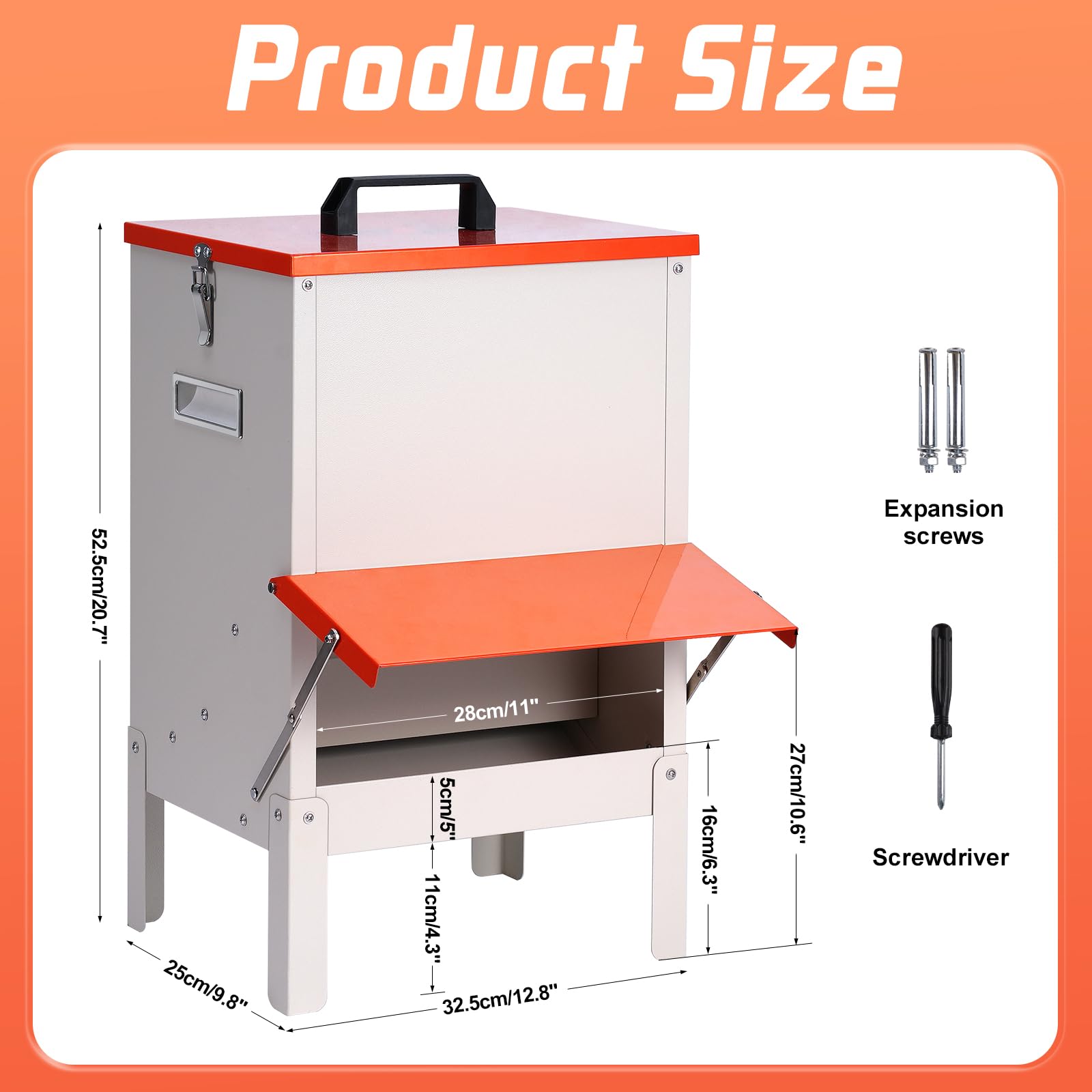 PKNYBZH feeder next to crate showing 30 lb capacity for fewer refills