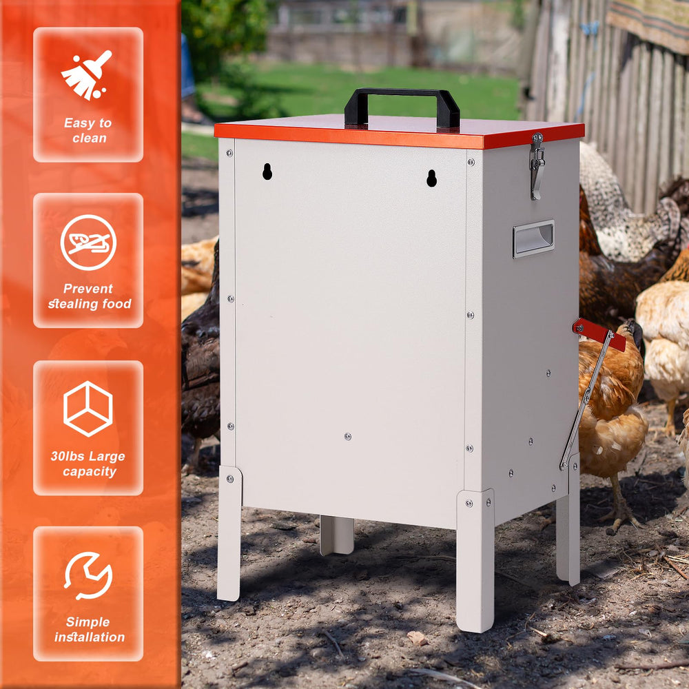 PKNYBZH feeder in use with chickens showing steady feed supply
