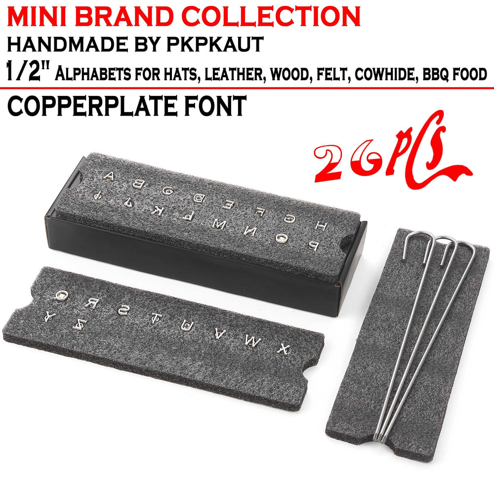 PKPKAUT alphabet stamps layout with clear 1/2 inch letters for precise marks