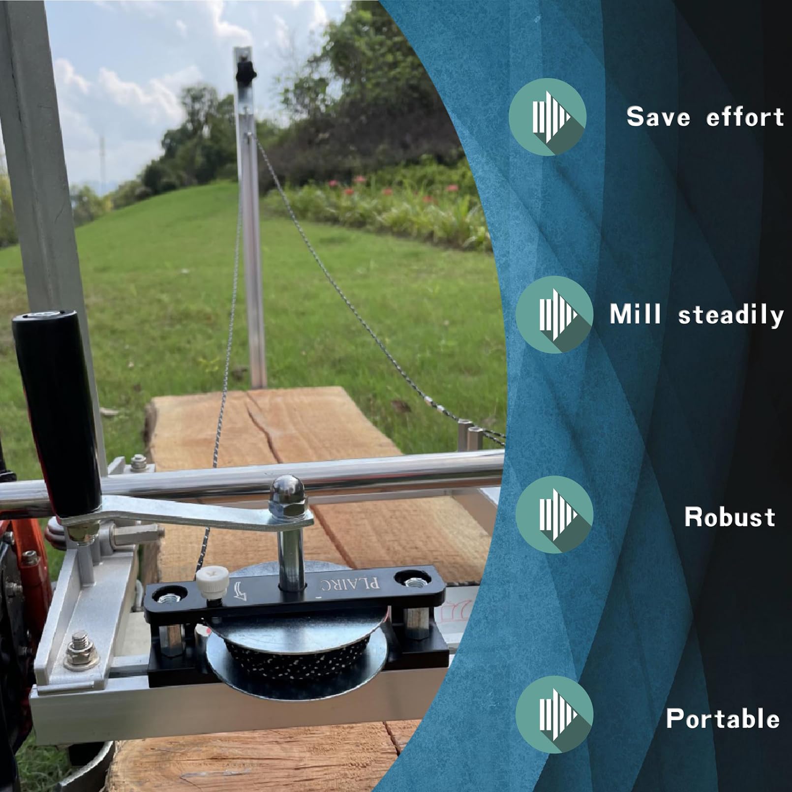 PLAIRC in use cutting a log illustrating smoother surface finish benefit