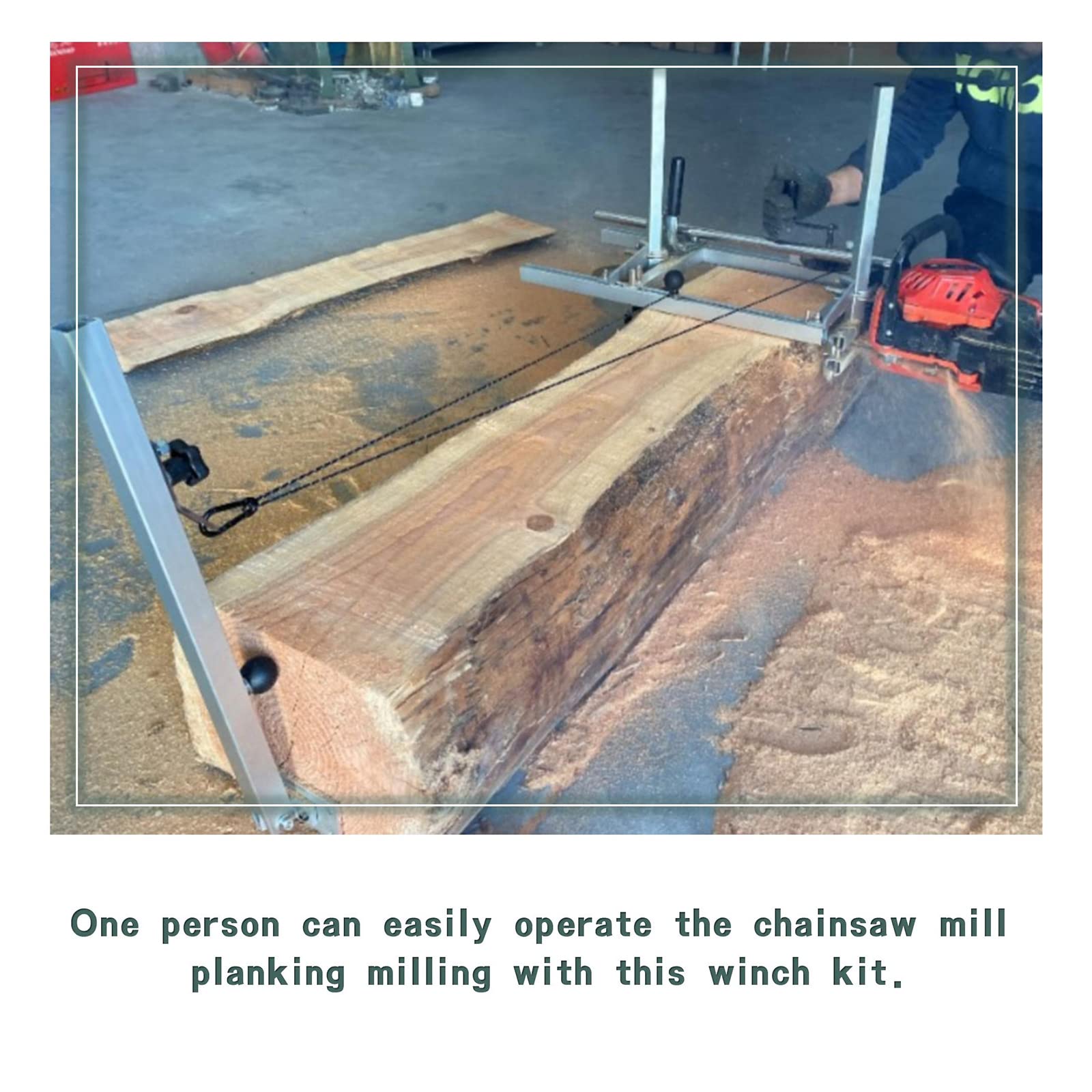 PLAIRC next to log for size comparison showing compact, lightweight advantage