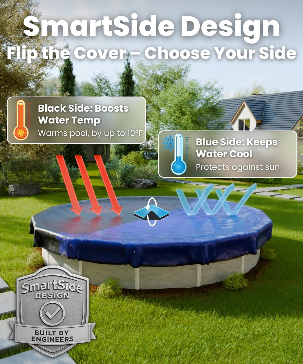 Planenfux installed on a 28ft pool keeping out leaves and snow