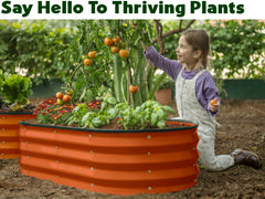 Plant & Plot assembled bed filled with vegetables demonstrating productive planting benefit