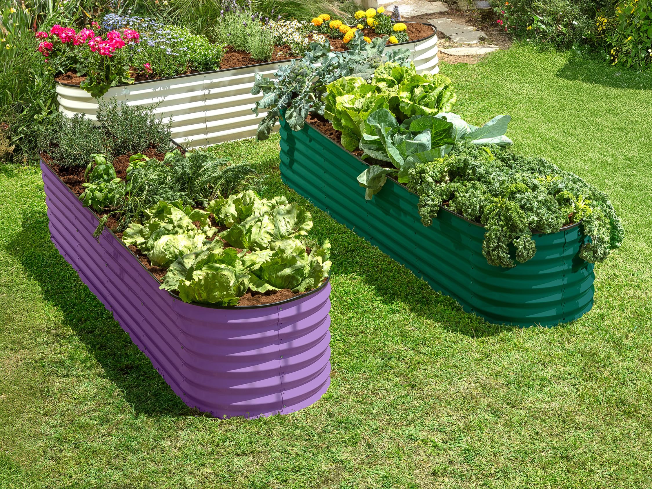 Plant & Plot raised bed in backyard lifestyle scene showing easy setup