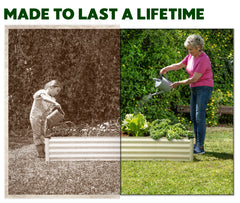 Plant & Plot assembled bed in backyard illustrating quick setup and usability