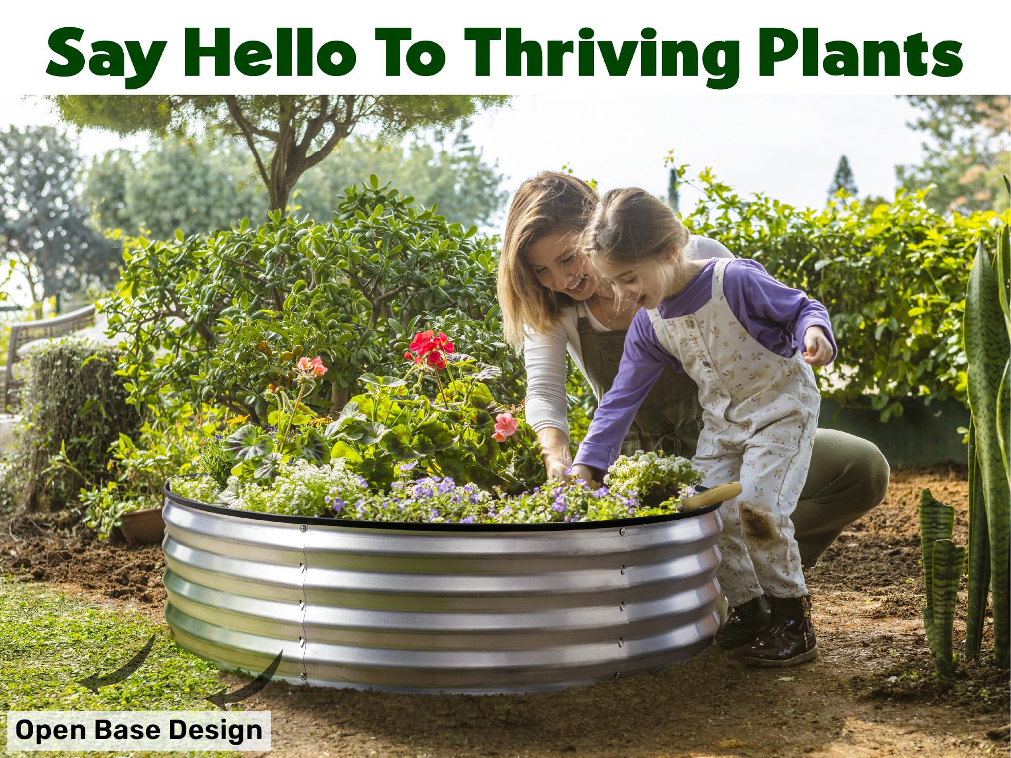 Plant & Plot round raised bed assembled on patio demonstrating fast tool-free setup