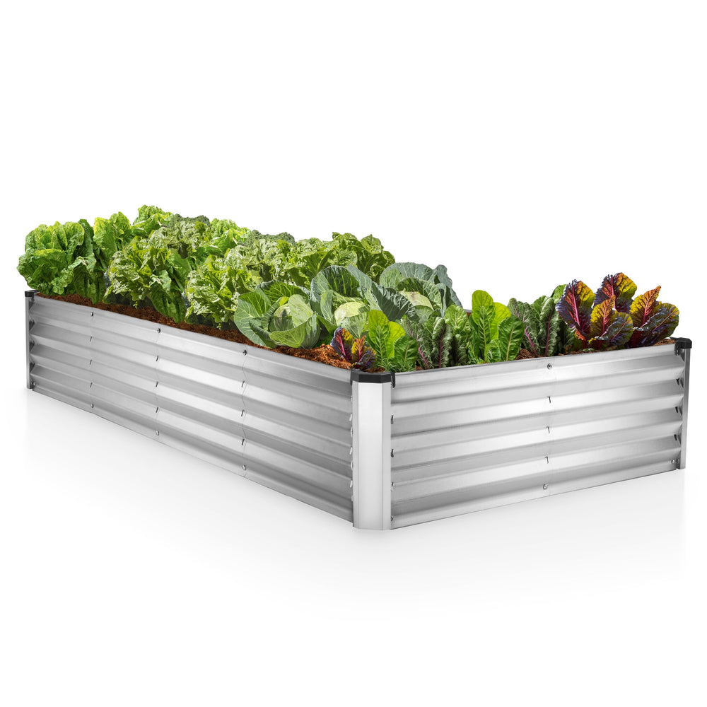 Plant & Plot front view assembled raised bed showing clean modern planter and quick setup benefit
