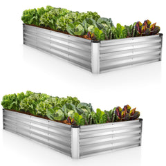 Plant & Plot front view of assembled galvanized raised bed showing sturdy planting area