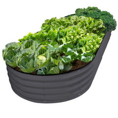 Plant & Plot front view of galvanized raised bed showing clean modern design and easy assembly benefit