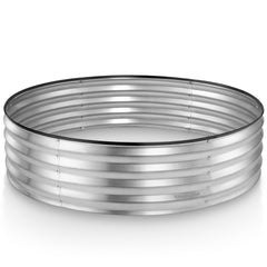 Plant & Plot front view of round galvanized bed showing sturdy edge and clean finish