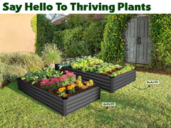 Plant & Plot raised bed in use planted with vegetables illustrating efficient use of 36 square feet of growing space