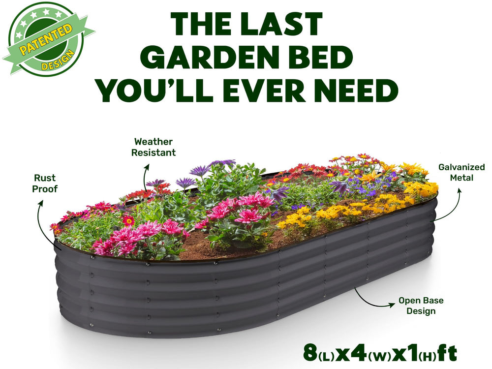 Plant & Plot raised bed filled with vegetables and herbs showing productive growing space