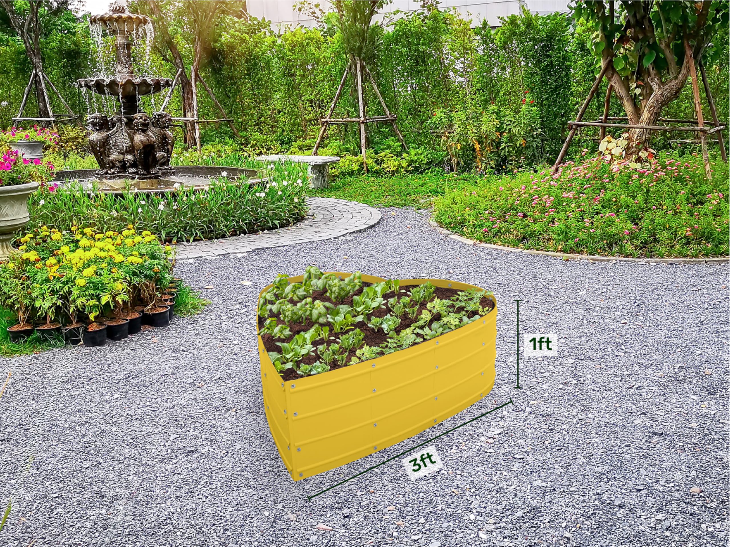 Plant & Plot yellow bed on patio showing attractive, space-saving gardening