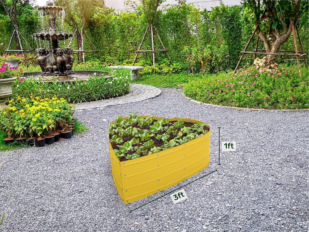 Plant & Plot yellow bed on patio showing attractive, space-saving gardening