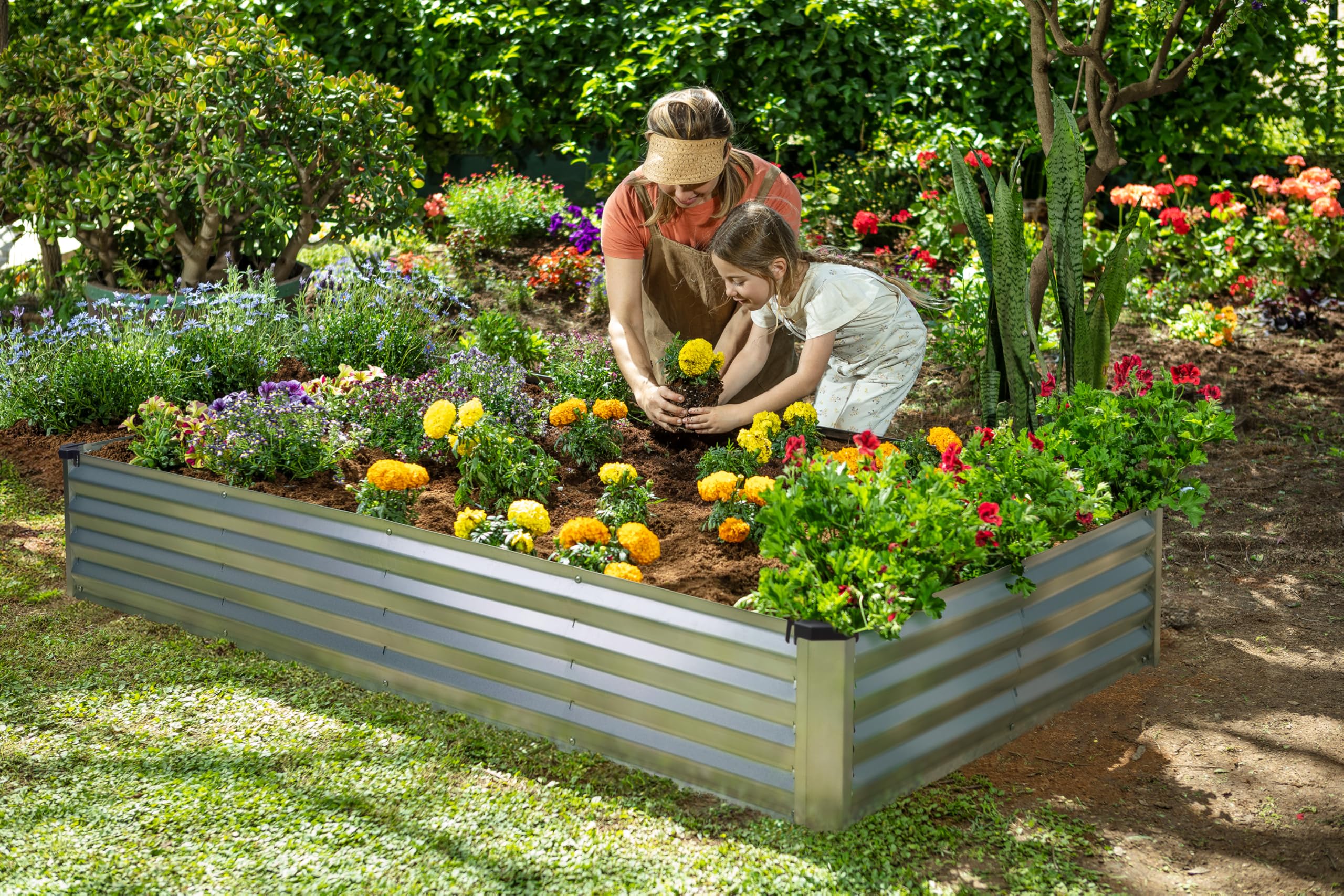Plant & Plot raised beds on patio showing attractive, space-saving gardening